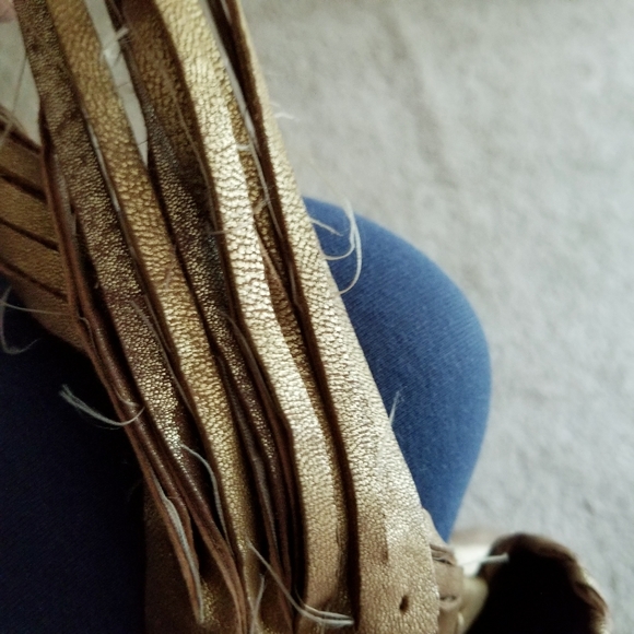 All You Need Comes With Me Large Vintage Gold Leather Boho Bag - Picture 10 of 17